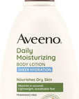 Aveeno Sheer Hydration Daily Moisturizing Fragrance-Free Lotion with Nourishing Prebiotic Oat, Fast-Absorbing Body Moisturizer for Dry Skin with Lightweight, Breathable Feel, 12 fl. oz (Pack of 2)