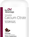 Bariatric Advantage Calcium Citrate Chewable 500 mg - for Bariatric Surgery Patients - High-Potency, Easy-Digest Tablets - Calcium Citrate - Bone Strength Supplements* - 90 Count - Chocolate