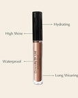 Vegan Moisturizing, Long Lasting Lip Gloss - Satin & Glitter - Allergen Free for Sensitive Skin - Neutral Brown by Dr. Liia