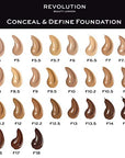 Makeup Revolution Conceal & Define Foundation, Cream Foundation Cruelty-Free, F8, 23ml