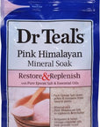 Dr Teal's Salt Soak with Pure Epsom Salt, Restore & Replenish with Pink Himalayan Mineral, 3 lbs (Pack of 2)