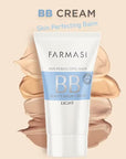FARMASi Make Up BB Cream Beauty Balm, Full-Coverage Foundation, Concealer, Moisturizer BB Cream for All Skin Types, 1.7 fl. oz. / 50 ml (Light)