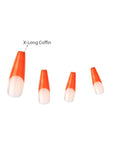 KISS Acrylic French False Nails Kit, X-Long Coffin Shape Design Nail, Orange Color French Tip Nails, Ready to Wear Gel & Manicure Stick included, Long-Lasting Convenient & Easy to Apply