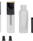 3 Pcs 5ml Frosted Glass Lip Gloss Tubes Refillable Square Lip Glaze Containers with Wands and Stoppers Mini Lip Balm Bottles Vials for DIY Makeup Travel