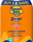 Banana Boat Sport Ultra SPF 50 Sunscreen Spray Twin Pack | Banana Boat Sunscreen Spray SPF 50, Spray On Sunscreen, Water Resistant Sunscreen, Oxybenzone Free Sunscreen Pack, 6oz each