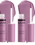 NYX PROFESSIONAL MAKEUP Butter Gloss, Non-Sticky Lip Gloss - Marshmallow (Muted Lilac) (Pack of 2)
