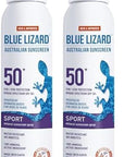 BLUE LIZARD Sport Mineral Sunscreen Spray SPF 50+, Dermatologist-Recommended Brand, Broad-Spectrum UVA/UVB Protection, Water-Resistant, Zinc Oxide Formula, Vegan, 5 fl oz (Pack of 2)