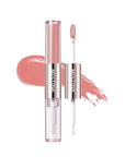 Mistine Lip Gloss Double Headed Lip Glaze Color Holding Lip Jelly Hydrating Gloss Moisturizing Balms Sheer Tint, Shine Glowy Matte Finish 0.05fl oz+0.05 fl oz D02
