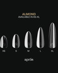 Aprés Gel-X® Sculpted Almond Extra Long Box of Nail Tips | 280 Gel-X Tips, Soft Tips, 14 Sizes 00-9 | Half-sizes Included