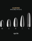 Apres Gel-X® Almond Box of Nail Tips | 280 Gel-X Tips, Soft Tips, 14 Sizes 00-9 | Half-sizes Included (Natural Almond Long, 280 Count)