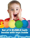 Kids Bath Bombs with Surprise Toys Inside (6 Pack) - Releases Color & Bubbles, Won’t Stain Tub, Moisturizing, Large Bubble Bomb, USA Made - Ideal Gift for Girls & Boys by Two Sisters
