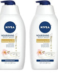 Nivea Nourishing Botanical Blossom Moisturizing Body Wash for Dry Skin, 30 Fl Oz Pump Bottle (Pack of 2)