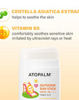 ATOPALM Outdoor Sun Stick SPF50+ PA++++ 21g | Non-Greasy Matte Mineral Sunscreen | Soothing Skin Care | Facial Moisturizer with SPF | Korean Sun Protection