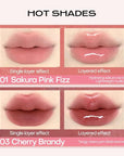 Mistine Lip Gloss Double Headed Lip Glaze Color Holding Lip Jelly Hydrating Gloss Moisturizing Balms Sheer Tint, Shine Glowy Matte Finish 0.05fl oz+0.05 fl oz D04 BERRY RED WINE