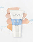 FARMASi Make Up BB Cream Beauty Balm, Full-Coverage Foundation, Concealer, Moisturizer BB Cream for All Skin Types, 1.7 fl. oz. / 50 ml (Light)