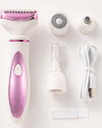 Electric Razor for Women, Bikini Trimmer Womens Shaver for Face Nose Eyebrow Body Leg Pubic Underarm Arm Ladies Rechargeable 4 in 1 Hair Removal Kit Painless Trimming, Gifts for Women (Pink)