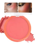 Single Coral Orange Matte Blush for Cheeks Face Blushes Makeup Palette, Rose Bean Monochrome Cream Blushes Palette Makeup for Older Women, Natural Pigmented Paleta de coral anaranjado monocromática 04