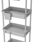 4 Tier Rolling Utility Cart with Handle,REBECAT Utility Cart Made of Multifunctional Storage Organizer Tool for Kitchen,Bathroom,Living Room,Office(Gray)