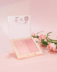 Dual Powder Matte Blush Palette – Soft Pink & Rosy – Matte Finish, Buildable Long Lasting Face Blush Makeup,Lightweight, Vegan, Cruelty-Free, Natural Pink Blush for All Skin Tones 02#