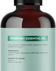 Certified Organic Rosemary Oil for Hair - Extra Large 100% Pure USDA Organic Rosemary Essential Oil for Hair Skin and Nails - Oil for Dry Scalp Treatment and Enhanced Volume and Shine
