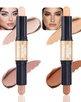 Kaely 2Pcs Cream Bronzer Highlighter Stick,Face Shaping Contouring Shades Makeup,15+16