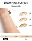 EITHER& Glow Pixel Cushion Foundation, Glowy Skincare, Korean Makeup, Natural Coverage, Moisturizing, Lightweight, Long Lasting Coverage for Flawless Skin (17P Porcelain)