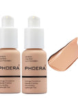 2 Pack PHOERA Foundation,Full Coverage Concealer Flawless Soft Matte 24HR Oil Control Liquid Foundation Makeup .(104 Buff Beige)