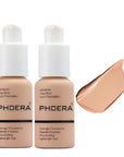 2 Pack PHOERA Foundation,Full Coverage Foundation, Concealer Foundation Full Coverage Flawless New 30ml PHOERA 24HR Matte Oil Control Concealer。(103 Warm peach)