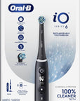 Oral-B iO Series 6 Rechargeable Electric Toothbrush with Visible Pressure Sensor to Protect Gums, 2 Minute Timer, 5 Cleaning Settings, 1 Replacement Toothbrush Head, and Travel Case, Black