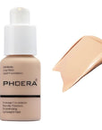 PHOERA Foundation,Flawless Soft Matte Liquid 102 Nude Foundation,24 HR Oil Control Waterproof Cream Foundation Makeup.
