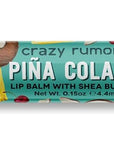 Crazy Rumors Piña Colada Lip Balm. Plant-Based,