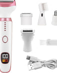 Electric Razors for Women, Bikini Trimmer for Women 5 in 1 Body Shaver for Nose Hair Face Eyebrow Arms Legs Armpit Underarm Pubic Area, Replaceable Lady Facial Razor Painless USB Charge Female Gift