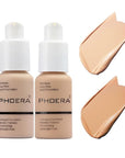 2 Pack PHOERA Foundation 102# Nude and 104# Buff Beige,Full Coverage Flawless Soft Matte 24 HR Oil Control Waterproof Concealer Liquid Foundation Makeup. 
