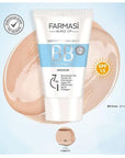 FARMASi Make Up BB Cream Beauty Balm, Full-Coverage Foundation, Concealer, Moisturizer BB Cream for All Skin Types, 1.7 fl. oz. / 50 ml (Light to medium)