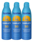 Coppertone Complete Sunscreen Spray SPF 50, Spray Sunscreen for Body, Lightweight, Water Resistant, 5.5 Oz, Pack of 3
