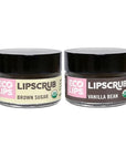 Eco Lips LIP SUGAR SCRUB 2 Pack (2-0.5oz jars) 100% Organic Lip Care Treatment with Organic Sugar & Coconut Oil - Gently Exfoliate & Polish Dry, Flaky Lips, 100% Edible (Vanilla Bean & Brown Sugar)