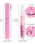 evpct Pink Metallic Glitter Lip Liner and Lipstick Combo Lip Gloss Stain Set Makeup for Women Long Lasting Waterproof 24, Rose Pink Metallic Shimmer Frosted Iridescent Glossy Liquid Lipstick 21