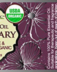 US Organic 100% Pure Rosemary Essential Oil, USDA Certified Organic 100% Pure, Steam Distilled, for Hair Growth, Scalp, Face, Skin, and Aromatherapy (Size Variations Available) (15 ml)