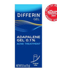 Differin Acne Treatment Gel, 30 Day Supply, Retinoid Treatment for Face with 0.1% Adapalene, Gentle Skin Care for Acne Prone Sensitive Skin, 15g Tube (Packaging May Vary)