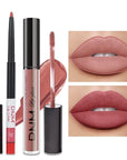 evpct 2Pcs Nude Pink Matte Lip Liner and Lipstick Pencil Makeup Set Brown Liquid Lipstick Lip gloss Stain Set Long Lasting Waterproof labiales mate 24 horas originales matte larga duracion 24 29#