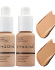 2 Pack PHOERA Foundation 104- Buff Beige and 105- Sand, Full Coverage Flawless Soft Matte 24 HR Oil Control Waterproof Concealer Makeup.