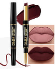 2-in-1 Deep Red Lip Liner & Lipstick Set Kit for Women, Matte Lips Kit with Lip Liner Lip Stains Long Lasting Waterproof 24 Hour Lipstick and Lip Liners Combo Lipliners Pencil Set 15