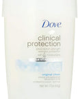 Dove Clinical Protection Antiperspirant/Deodorant, Original Clean, Stick, 1.7 Ounce (Pack of 2)