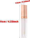 Mini Skater 6pcs 5ML Clear Empty Lip Gloss Tubes With Wand Reusable Refillable Travel Dispenser Bottle Vial With Rubber Stopper Cosmetic Container For Lipstick Balm Lip Glaze DIY Making (Rose Gold)