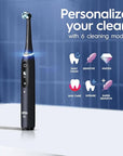 Oral-B iO Series 8 Electric Toothbrush with 2 Replacement Brush Heads and Travel Case, Rechargeable Toothbrush, Black Onyx