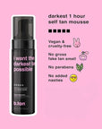 b.tan Ultra Dark Self Tanner Mousse Bundle | I Want The Darkest Tan Possible - Fast, 1 Hour Express Sunless Tanning Foam, Golden Bronzing Glow, Face & Body, No Fake Tan Smell, 6.7 Fl Oz, Pack of 2