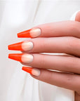 KISS Acrylic French False Nails Kit, X-Long Coffin Shape Design Nail, Orange Color French Tip Nails, Ready to Wear Gel & Manicure Stick included, Long-Lasting Convenient & Easy to Apply