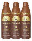 Coppertone Tanning Sunscreen Spray, SPF 15 Broad Spectrum Tanning Sunscreen, Water Resistant Sunscreen, 5.5 Oz, Pack of 3