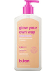b.tan Dark Self Tanner Lotion | Glow Your Own Way, 1 Hour Express - Daily Quick Sunless Tanning Cream, Best Natural Bronze, Hydrating Vitamin C, Face & Body, No Fake Tan Smell, 8 Fl Oz