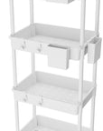 4 Tier Rolling Utility Cart with Drawer,REBECAT Utility Cart Made of Multifunctional Storage Organizer Tool for Kitchen,Bathroom,Living Room,Office(Gray)